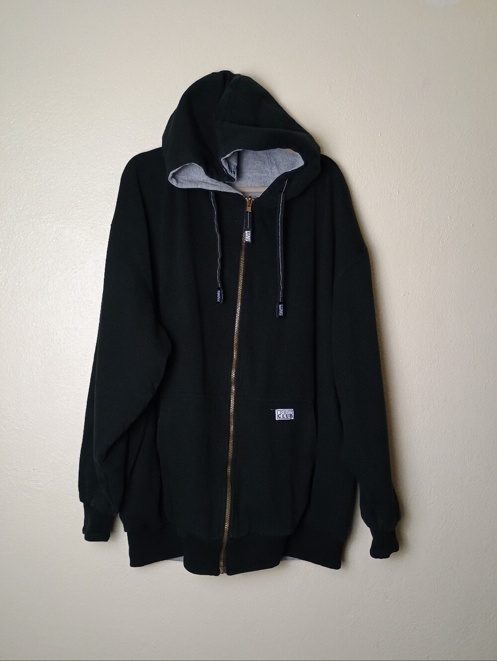 Heavyweight Basic Reversible Thermal Zip Up Hoodie Relaxed Fit Ribbed Cuff
